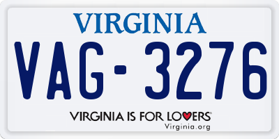 VA license plate VAG3276