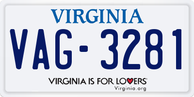 VA license plate VAG3281