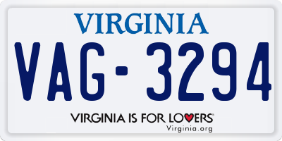 VA license plate VAG3294