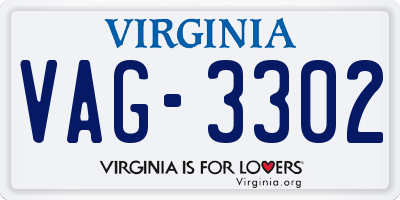 VA license plate VAG3302
