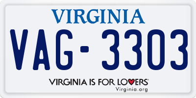 VA license plate VAG3303