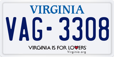 VA license plate VAG3308