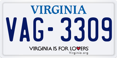 VA license plate VAG3309