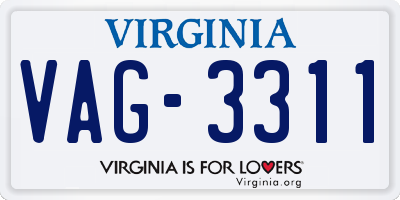 VA license plate VAG3311