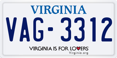 VA license plate VAG3312