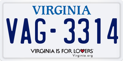VA license plate VAG3314