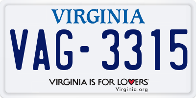 VA license plate VAG3315