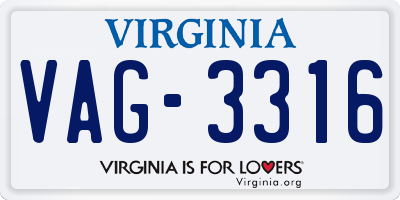 VA license plate VAG3316