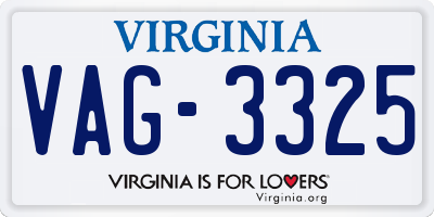 VA license plate VAG3325