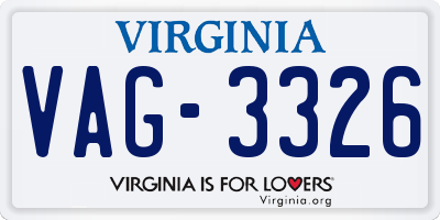 VA license plate VAG3326
