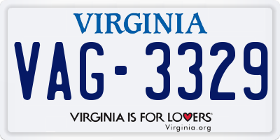 VA license plate VAG3329