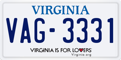 VA license plate VAG3331