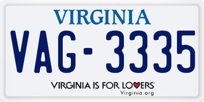 VA license plate VAG3335