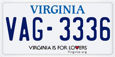 VA license plate VAG3336