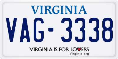 VA license plate VAG3338