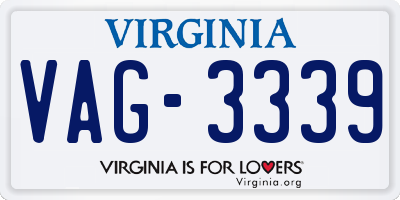 VA license plate VAG3339