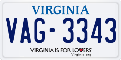 VA license plate VAG3343
