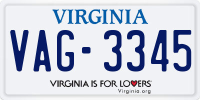 VA license plate VAG3345