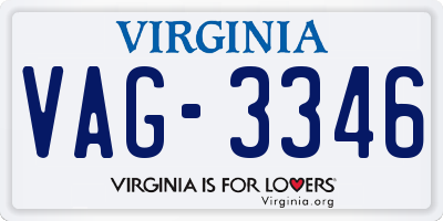 VA license plate VAG3346
