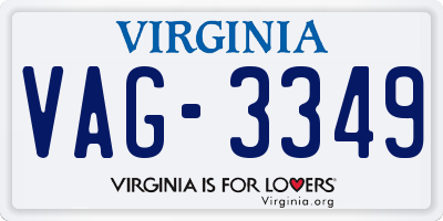 VA license plate VAG3349