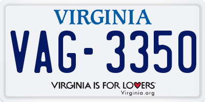 VA license plate VAG3350