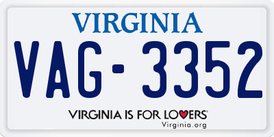 VA license plate VAG3352
