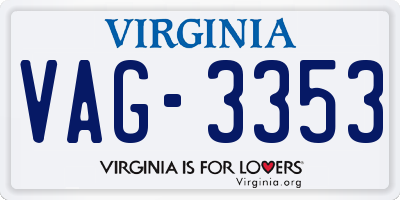 VA license plate VAG3353