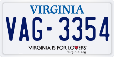 VA license plate VAG3354