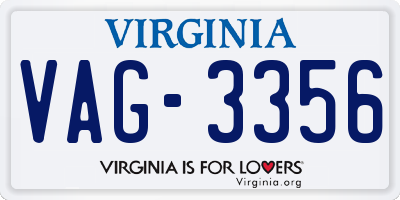 VA license plate VAG3356