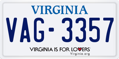 VA license plate VAG3357