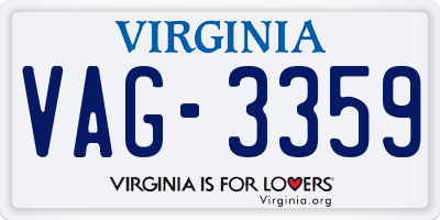 VA license plate VAG3359