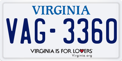 VA license plate VAG3360