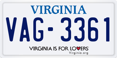 VA license plate VAG3361