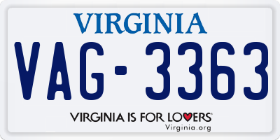 VA license plate VAG3363