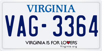 VA license plate VAG3364