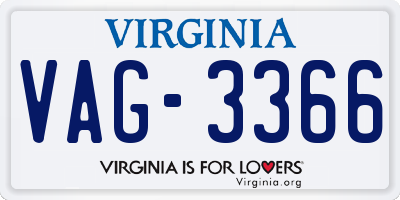 VA license plate VAG3366