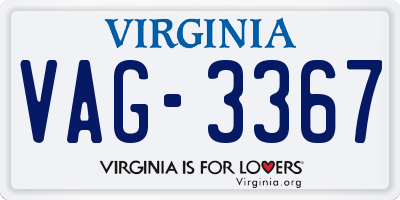 VA license plate VAG3367
