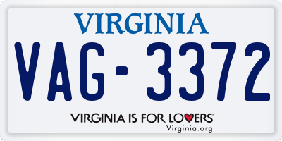 VA license plate VAG3372