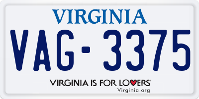 VA license plate VAG3375