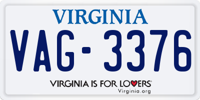 VA license plate VAG3376