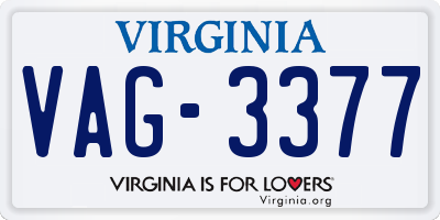 VA license plate VAG3377