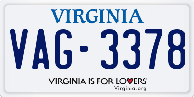 VA license plate VAG3378