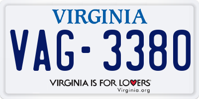 VA license plate VAG3380