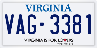 VA license plate VAG3381