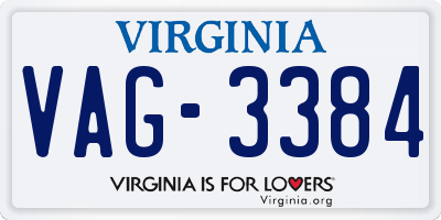 VA license plate VAG3384