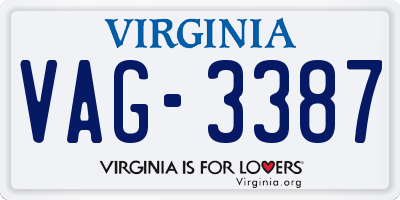 VA license plate VAG3387