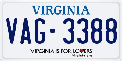 VA license plate VAG3388