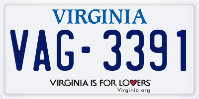 VA license plate VAG3391
