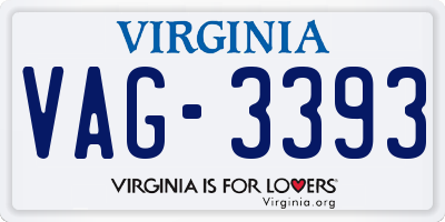 VA license plate VAG3393