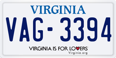 VA license plate VAG3394